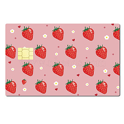 PVC Plastic Waterproof Card Stickers, Self-adhesion Card Skin for Bank Card Decor, Rectangle, Strawberry Pattern, 186.3x137.3mm(DIY-WH0432-009)