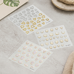 3Pcs 3 Styles Nail Art Stickers, Self Adhesive, for Nail Tips Decals Decorations, Mixed Shapes, 6x6x0.1cm, 1pc/style(MRMJ-LP0002-89)