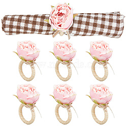 Cloth Napkin Rings, Napkin Holder Adornment, Restaurant Daily Accessaries, Flower, Pink, 83x65x45mm, Inner Diameter: 34mm(AJEW-WH0041-23)