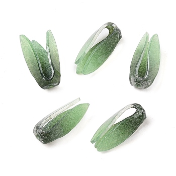 Plastic Beads, Flower, Green, 17.5x10x9mm, Hole: 1.2mm