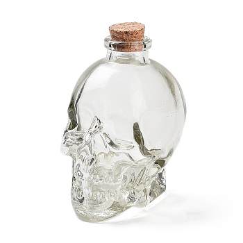 Skull Glass Wine Bottle, with  Cork, Clear, 6x9cm, Capacity: 120ml(4.06fl. oz)