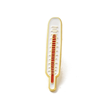 Medical Treatment Theme Baking Paint Zinc Alloy Brooches, Thermometer, 8.5x5.5x1.5mm