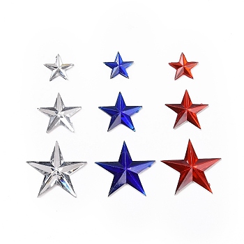 Acrylic Star Shape Cabochons, for Clothing Ornament, Mixed Color, 9~18.5x9.5~19.5x1.5~2.7mm