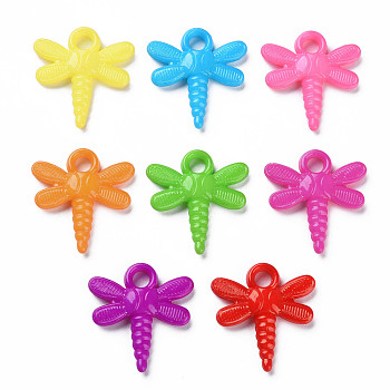 Autumn Theme Opaque Acrylic Pendants, Dragonfly, Mixed Color, 21x19.5x3mm, Hole: 3mm, about 1320pcs/500g