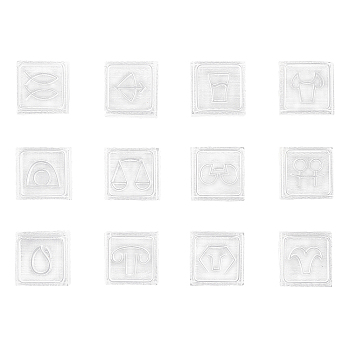 Acrylic Stamps, Square with Twelve Constellations, Constellation Pattern, 23x23x14.5mm, 12pcs/set