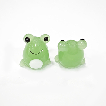 Handmade Lampwork Beads, Frog, Green, 14~16x14~16mm, Hole: 2mm