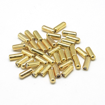 Brass Brooch Findings, Pin Cap, with Rubber Inside, Half Drilled, Golden, 10.5x4mm, Half Hole: 0.5mm