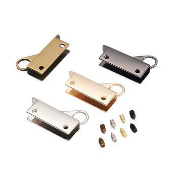 Givenny-EU 8 Sets 4 Colors Zinc Alloy Bag Lock Catch Clasps, with Screws, Rectangle, Mixed Color, 3.3x1.95x0.65cm, 2 sets/color