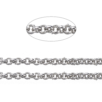 Brass Rolo Chains, Belcher Chains, Soldered, Long-Lasting Plated, with Spool, Cadmium Free & Nickel Free & Lead Free, Platinum, 1x0.4mm, about 301.83 Feet(92m)/roll