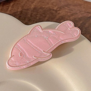 Mini Plastic Alligator Hair Clips, for Girls, Dolphin, Pink, 22x5mm
