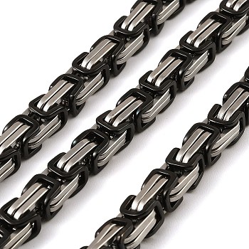 304 Stainless Steel Byzantine Chains, Soldered, without Spool/Card Paper, Stainless Steel Color, Black, 21x10x10mm