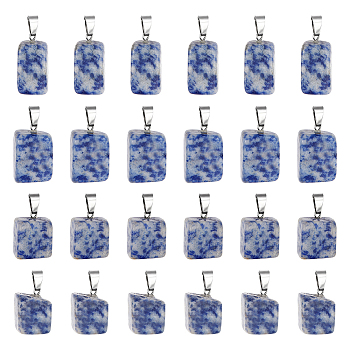 24Pcs Natural Blue Spot Jasper Pendants, with Stainless Steel Snap On Bails, Nuggets, Stainless Steel Color, 15~35x10~20x5~15mm, Hole: 3x7.5mm