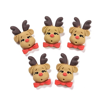 Resin Decoden Cabochons, Christmas Theme, Elk Christmas Reindeer/Stag, Peru, 23x15.5x8mm