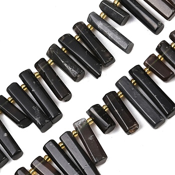 Natural Tektite Beads Strands, Column, 11~36x6.5~7mm, Hole: 1~1.2mm, about 40~42pcs/strand, 15.35~15.75''(39~40cm)