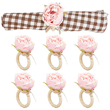 Cloth Napkin Rings, Napkin Holder Adornment, Restaurant Daily Accessaries, Flower, Pink, 83x65x45mm, Inner Diameter: 34mm