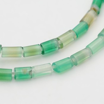 Natural Green Onyx Agate Column Beads Strands, Dyed & Heated, 4x2mm, Hole: 0.5mm, about 98pcs/strand, 15.7 inch