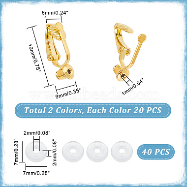 Pandahall Elite 40pcs 2 couleurs résultats de convertisseurs de boucles d'oreilles à clip en laiton(KK-PH0004-90)-2