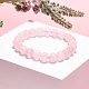 Naturelle quartz rose de perle bracelets extensibles(B072-1)-5