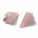 Cone/Spike/Pendulum Natural Rose Quartz Stone Pendants(G-R278-82)-3