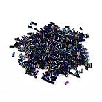 Glass Bugle Beads, Metallic Colours, Colorful, 4~5x2mm, Hole: 0.8mm, about 15000pcs/pound(SEED-L010-01A-409)