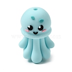 Marine Theme Silicone Beads, Focal Beads, Green, Jellyfish, 28x19x16mm, Hole: 2mm(SIL-D013-01H)