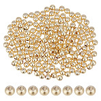 300Pcs Rack Plating Brass Spacer Beads, Long-Lasting Plated, Lead Free & Cadmium Free, Round, Real 14K Gold Plated, 3x2.5mm, Hole: 1.2mm(KK-DR0001-27G-02)