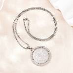 Religion 201 Stainless Steel Saint Benedict Medal Pendant 304 Stainless Steel Box Chain Necklaces, Stainless Steel Color, 23.62 inch(60cm)(SA-H003-04P)