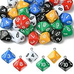 30Pcs 6 Colors Acrylic Pendants, with Platinum Iron Loops, Ten Facets, Dice, Mixed Color, 25x21.5x21.5mm, Hole: 2mm, 5pcs/color(OACR-CJ0002-47)