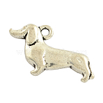 Tibetan Style Alloy Puppy Pendants, Sausage Dog/Dachshund Charms, Cadmium Free & Nickel Free & Lead Free, Antique Silver, 12.5x20x3.5mm, Hole: 1.5mm, about 584pcs/1000g(TIBEP-36546-AS-NR)