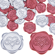 50Pcs 2 Styles Adhesive Wax Seal Stickers, For Envelope Seal, Heart, 30.8x30.8x2.2mm, 25pcs/style(DIY-CP0009-10A)