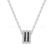 SHEGRACE Rhodium Plated 925 Sterling Silver Pendant Necklaces, with Grade AAA Cubic Zirconia, Cuboid, with S925 Stamp, Platinum, 15 inch(38cm), Pendants: 5x4mm(JN804A)