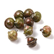 Natural Unakite Pendants, Planet Charms, with Platinum Plated Alloy Snap on Bails, 19.5~21.5x18~18.5mm, Hole: 5.5x3.3mm(G-B041-01P-11)