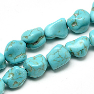 Synthetic Turquoise Beads Strands, Dyed, Nuggets, 10~15x10x10mm, Hole: 1.5mm, about 34pcs/strand, 16.1 inch(G-Q955-01)