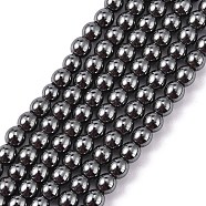 Non-Magnetic Synthetic Hematite Beads Strands, Round, Grade AB, 4.5mm, Hole: 0.8mm, about 88pcs/strand, 15.75''(40cm)(G-H1624-4mm-AB)