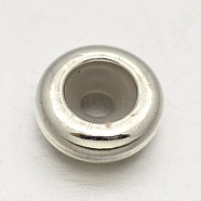 Sterling Silver Rondelle Beads, Silver, 8x3mm, Hole: 3mm(STER-E041-05S)
