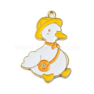Light Gold Tone Alloy Enamel Pendants, Duck with Hat Charms, Gold, 31.5x22x1.5mm, Hole: 2mm(ENAM-C013-01F)