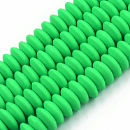 Handmade Polymer Clay Bead Strands, Flat Round, Spring Green, 8.5~9x3.5mm, Hole: 1.6mm, about 112pcs/strand, 15.75 inch~16.14 inch(40~41cm)(CLAY-N008-064-A01)