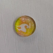 Glass Cabochons, Flat Round with Deer Pattern, Yellow, 12x4mm, 117pcs/bag(GLAA-WH0025-30F)