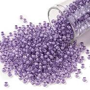 TOHO Round Seed Beads, Japanese Seed Beads, (943) Light Purple Lined Crystal, 8/0, 3mm, Hole: 1mm, about 10000pcs/pound(SEED-TR08-0943)
