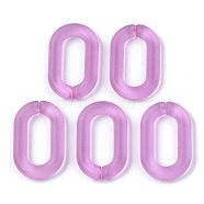 Transparent Acrylic Linking Rings, Quick Link Connectors, for Cable Chains Making, Oval, Frosted, Flamingo, 27x16.5x4mm, Inner Diameter: 18x8mm(OACR-N009-005A-F06)