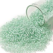 TOHO Round Seed Beads, Japanese Seed Beads, (1065) Mint Lined Crystal, 11/0, 2.2mm, Hole: 0.8mm, about 50000pcs/pound(SEED-TR11-1065)