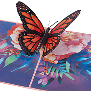 3D Butterfly Pop Up Paper Greeting Card, with Envelope & Mini Card, Birthday Invitation Card, Colorful, Card: 182x130x2mm, 1pc, Envelope: 135x188x0.5mm, 1pc, Mini-card: 67.5x112x0.5mm, 1pc(AJEW-WH0038-31)