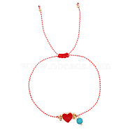 Fashion Adjustable Enamel Heart Link Bracelets, Synthetic Turquoise Charm Bracelets for Women(SE4630)