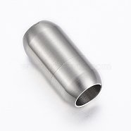 Matte 304 Stainless Steel Magnetic Clasps with Glue-in Ends, Column, Stainless Steel Color, 21x12mm, Hole: 8mm(STAS-H402-03P-8mm)
