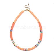 Handmade Polymer Clay Heishi Beaded Necklaces, with Non-magnetic Synthetic Hematite Beads and 304 Stainless Steel Lobster Claw Clasps, Dark Orange, 16.34 inch(41.5cm)(X-NJEW-JN02910-03)