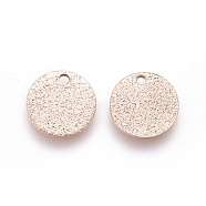 Ion Plating(IP) 304 Stainless Steel Charms, Textured, Flat Round with Bumpy, Rose Gold, 10x1mm, Hole: 1.2mm(STAS-E455-02RG-10mm)
