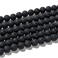 Natural Black Agate Bead Strands, Frosted, Round, 8mm, Hole: 1mm, about 49pcs/strand, 15.7 inch