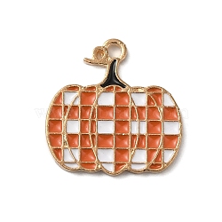 Thanksgiving Day Golden Tone Alloy Enamel Pendants, Pumpkin, 20.5x20x1.5mm, Hole: 1.8mm(ENAM-M002-01H-G)