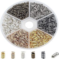 Iron Coil Cord Ends, Mixed Color, 7~9x3mm, Hole: 1.8mm, Inner Diameter: 1.8mm, 600pcs/box(IFIN-NB0001-08)