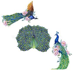 PVC Wall Stickers, Wall Decoration, Peacock Pattern, 980x390mm(DIY-WH0228-557)